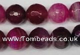 CAG2089 15.5 inches 14mm faceted round fuchsia line agate beads