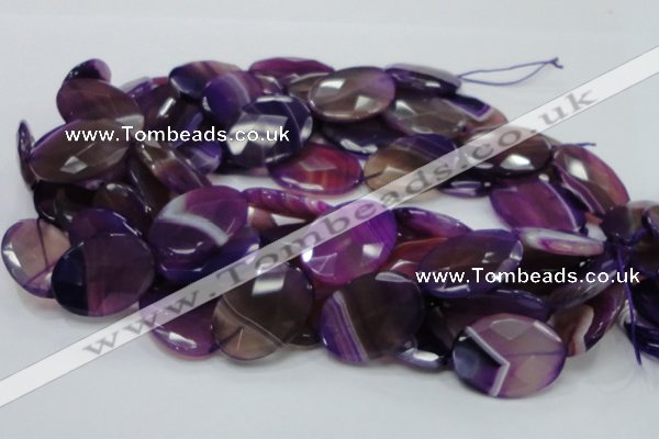 CAG209 15.5 inches 22*30mm faceted oval purple agate gemstone beads