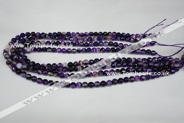 CAG2094 15.5 inches 6mm faceted round purple line agate beads