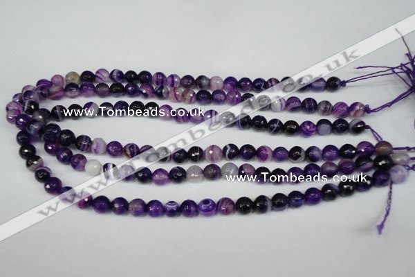 CAG2096 15.5 inches 10mm faceted round purple line agate beads