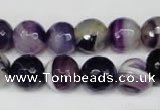 CAG2097 15.5 inches 12mm faceted round purple line agate beads