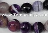 CAG2098 15.5 inches 14mm faceted round purple line agate beads