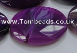 CAG210 15.5 inches 25*35mm faceted oval purple agate gemstone beads