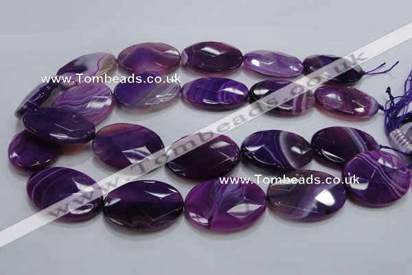 CAG210 15.5 inches 25*35mm faceted oval purple agate gemstone beads