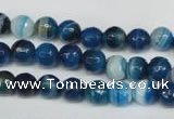 CAG2103 15.5 inches 6mm faceted round blue line agate beads