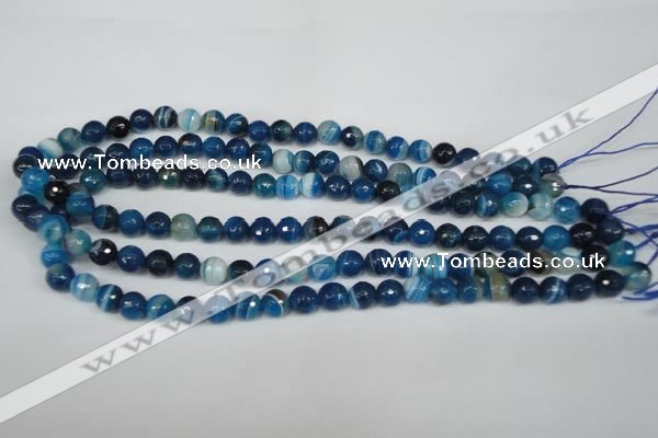 CAG2103 15.5 inches 6mm faceted round blue line agate beads