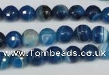 CAG2104 15.5 inches 8mm faceted round blue line agate beads