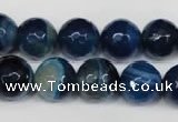 CAG2106 15.5 inches 12mm faceted round blue line agate beads