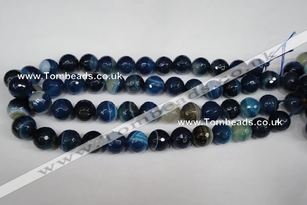 CAG2106 15.5 inches 12mm faceted round blue line agate beads