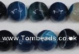 CAG2107 15.5 inches 14mm faceted round blue line agate beads