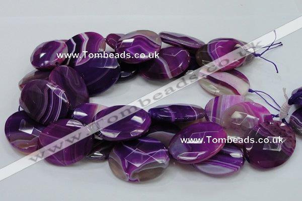 CAG211 15.5 inches 30*40mm faceted oval purple agate gemstone beads