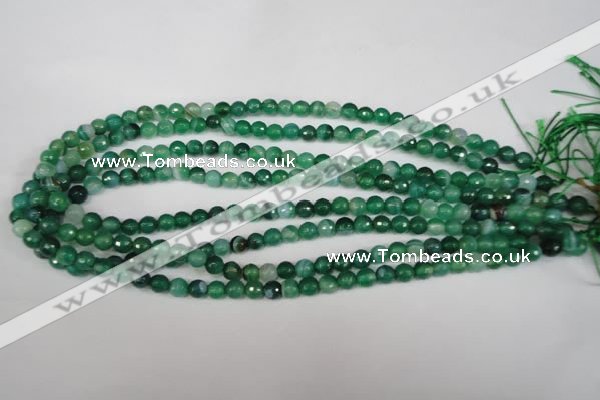 CAG2112 15.5 inches 6mm faceted round green line agate beads