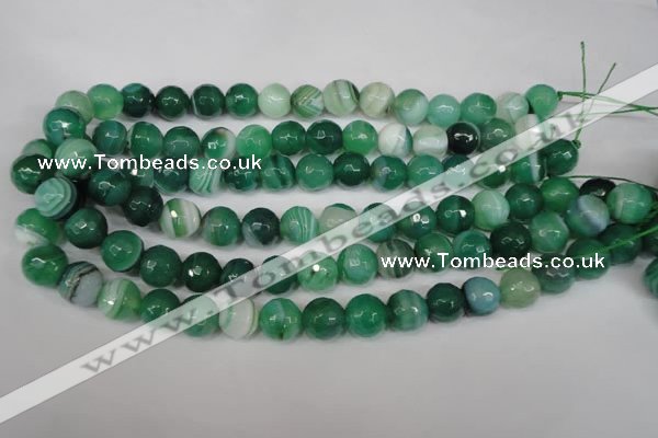 CAG2113 15.5 inches 8mm faceted round green line agate beads