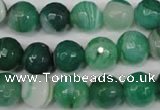 CAG2115 15.5 inches 12mm faceted round green line agate beads