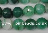 CAG2116 15.5 inches 14mm faceted round green line agate beads