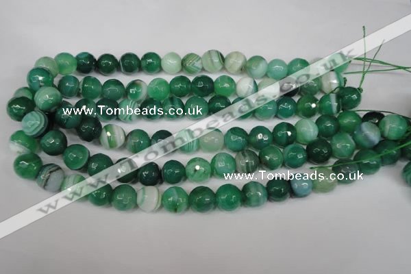 CAG2116 15.5 inches 14mm faceted round green line agate beads