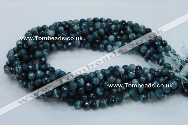 CAG214 15.5 inches 8mm faceted round blue agate gemstone beads