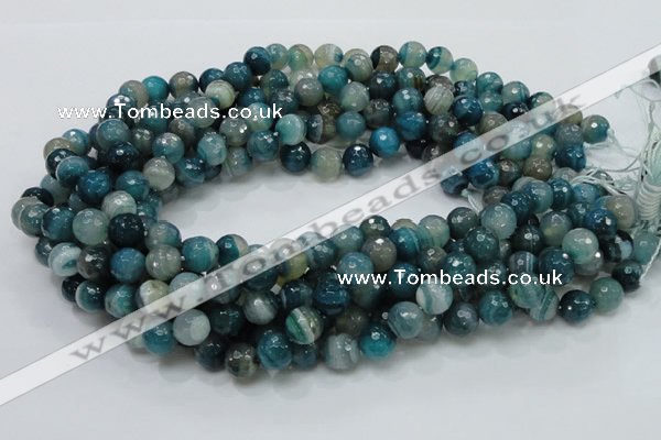 CAG215 15.5 inches 10mm faceted round blue agate gemstone beads