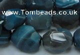 CAG217 15.5 inches 15*20mm faceted nugget blue agate gemstone beads