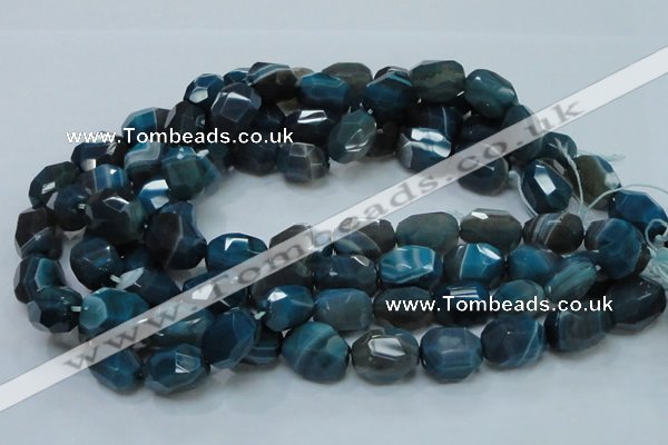 CAG217 15.5 inches 15*20mm faceted nugget blue agate gemstone beads