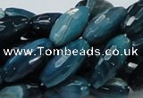 CAG218 15.5 inches 10*20mm faceted rice blue agate gemstone beads