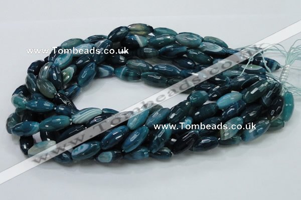 CAG218 15.5 inches 10*20mm faceted rice blue agate gemstone beads