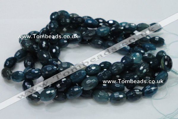 CAG219 15.5 inches 13*18mm faceted rice blue agate gemstone beads