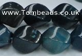 CAG220 15.5 inches 13*18mm twisted blue agate gemstone beads