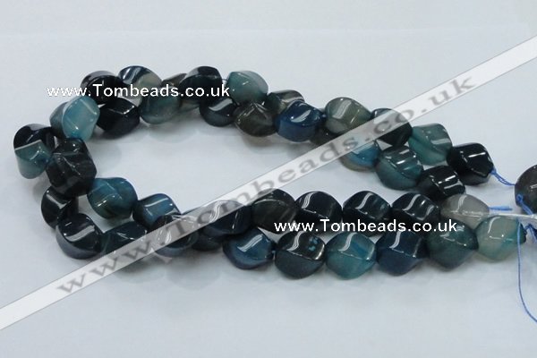 CAG220 15.5 inches 13*18mm twisted blue agate gemstone beads