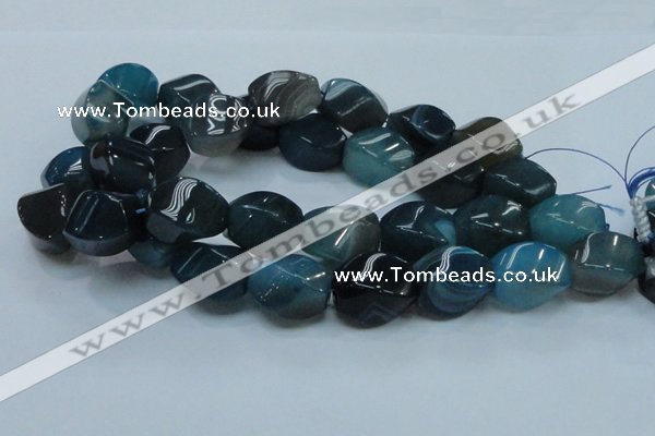 CAG221 15.5 inches 17*25mm twisted blue agate gemstone beads