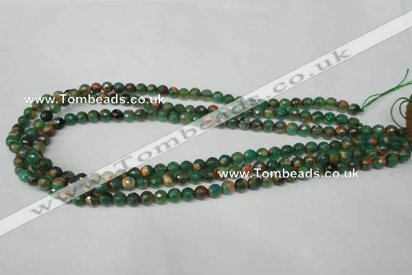 CAG2221 15.5 inches 6mm faceted round fire crackle agate beads