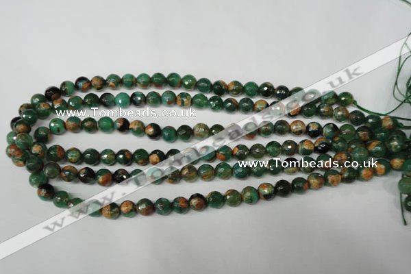 CAG2222 15.5 inches 8mm faceted round fire crackle agate beads