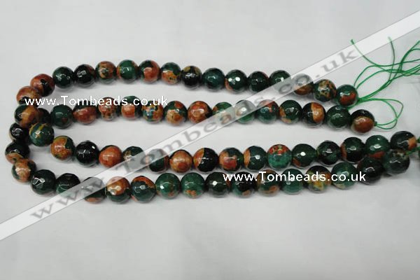 CAG2224 15.5 inches 12mm faceted round fire crackle agate beads