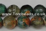 CAG2227 15.5 inches 18mm faceted round fire crackle agate beads