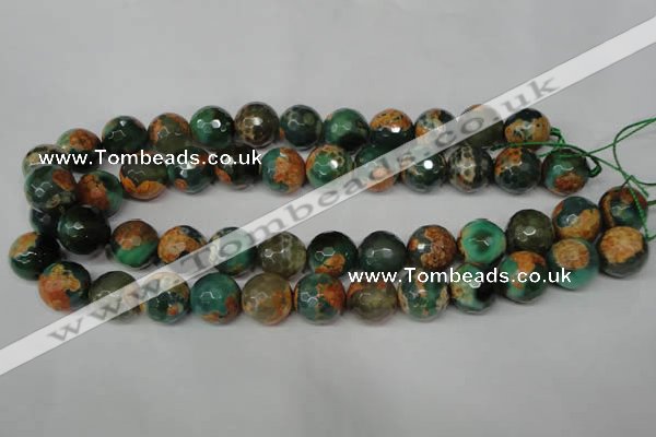 CAG2227 15.5 inches 18mm faceted round fire crackle agate beads