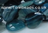 CAG223 15.5 inches 15*20mm faceted briolette blue agate beads