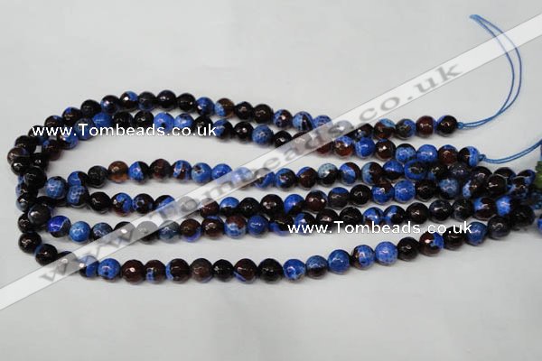 CAG2232 15.5 inches 8mm faceted round fire crackle agate beads