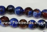 CAG2234 15.5 inches 12mm faceted round fire crackle agate beads