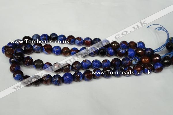 CAG2234 15.5 inches 12mm faceted round fire crackle agate beads