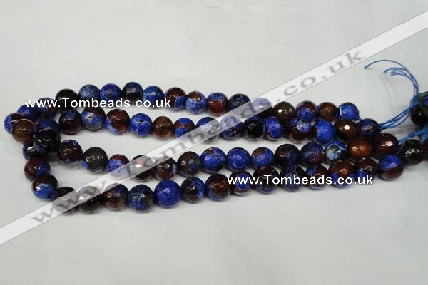 CAG2235 15.5 inches 14mm faceted round fire crackle agate beads