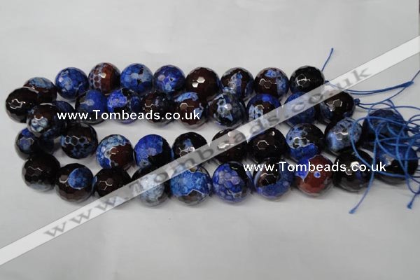 CAG2236 15.5 inches 16mm faceted round fire crackle agate beads