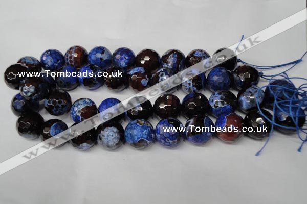 CAG2237 15.5 inches 18mm faceted round fire crackle agate beads