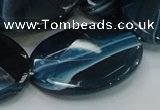 CAG224 15.5 inches 25*35mm faceted oval blue agate gemstone beads