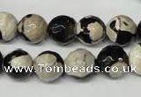 CAG2244 15.5 inches 12mm faceted round fire crackle agate beads