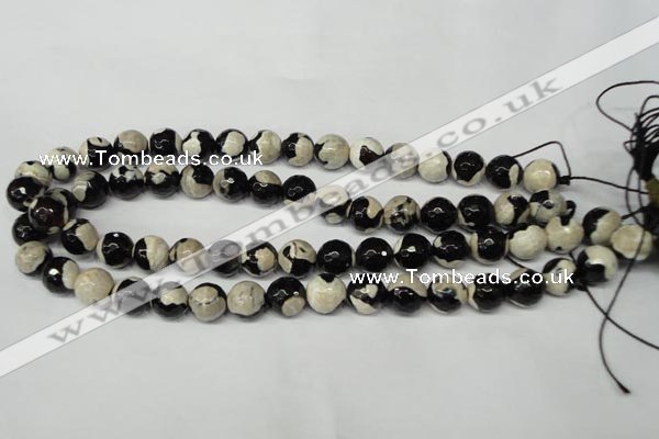 CAG2244 15.5 inches 12mm faceted round fire crackle agate beads
