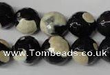 CAG2245 15.5 inches 14mm faceted round fire crackle agate beads