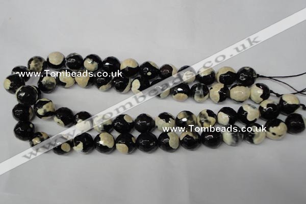 CAG2245 15.5 inches 14mm faceted round fire crackle agate beads