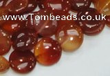 CAG225 15.5 inches 12mm flat round red agate gemstone beads