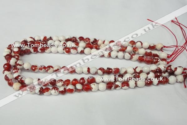 CAG2251 15.5 inches 6mm faceted round fire crackle agate beads