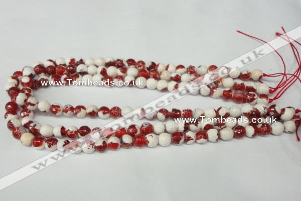 CAG2252 15.5 inches 8mm faceted round fire crackle agate beads